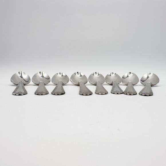 Atq Art Deco National Silver Co EPNS Silver Plate Tea Spoons "Twelve" Set of 8 - Picture 8 of 12